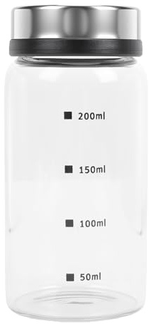 RIZGHWOY 7oz Salt Shaker, Clear Glass with Adjustable Pour Spout, Stainless Steel Rotating Cap for Fine Medium Coarse Seasoning, Wide Mouth for Easy Refilling (Mirror Lid)