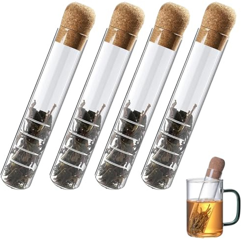 Tea Infuser for Loose Tea, Loose Leaf Tea Infuser, Glass Teapot with Infuser, Tea Leaf Infuser Bottle, Infuser Teapot, Loose Leaf, Set of Four Glass Tea Tubes