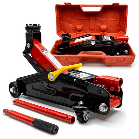 UTC Trolley Jack 2 Ton Hydraulic Floor Jack 130 330mm Lift Range Compact Low Profile Twin Castor Wheels Vehicle Lifting Tool Garage Tyre Service Professional Workshop Use 810054-UTC