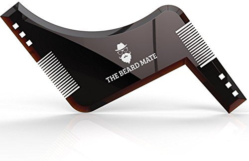 Beard Shaping Tool Template Plus Comb for Line Up & Edging, Men's Facial Hair Hairline Perfect Symmetric Lines and Trim