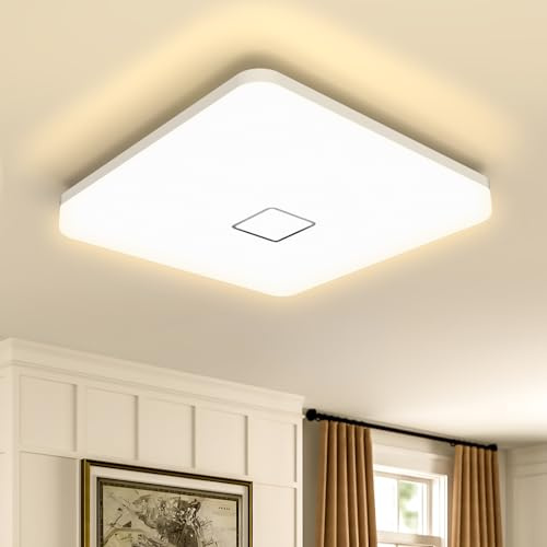 öuesen 24W LED Lampada Plafoniera impermeabile a soffitto sottile Bianco caldo 3000K per soggiorno Sala da pranzo Camera da letto Bagno Cucina Balcone Corridoio