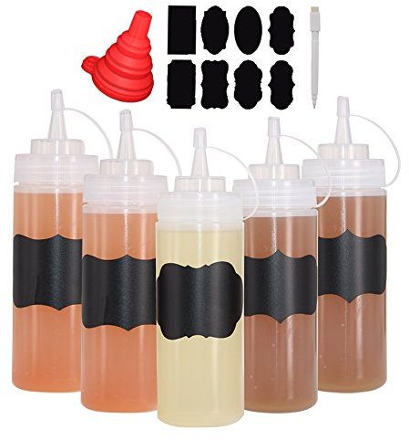 Belinlen 6 Pack 12 oz (360ml) Plastic Squeeze Sauce Bottle, Condiment Bottles with Twist On Cap Lids, Plastic Squeezy Bottles for for Soy, Sauce, Ketchup, Paint, Oil, Icing Dispenser