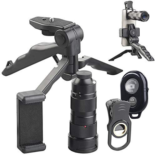 Somikon Téléobjectif 4X – 12x pour Smartphone avec trépied CVL-250 - avec déclencheur