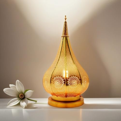 Lampada da tavolo orientale in metallo Kais Oro 38cm Lampada - Luci con atmosfera - molto pratica per un ottima illuminazione - trasmettere un eccellente - raffinata decorazione