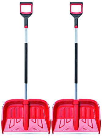 2 x Pala de nieve con mango ergonómico – Pala quitanieves para pequeñas y grandes cantidades de nieve – Hoja de plástico y mango de aluminio