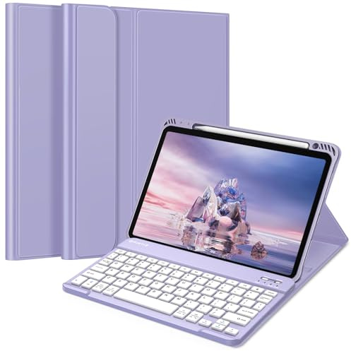 Fintie Funda para teclado para iPad Air de 5ª generación (2022) / iPad Air de 4ª generación (2020) de 10.9 pulgadas con soporte para lápices, cubierta trasera de TPU suave con teclado Bluetooth