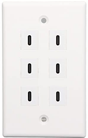 PUSOKEI USB C Outlet - Type C Wall Charger with 6 USB C Ports for Airports, Hotels, Shopping Malls and Offices