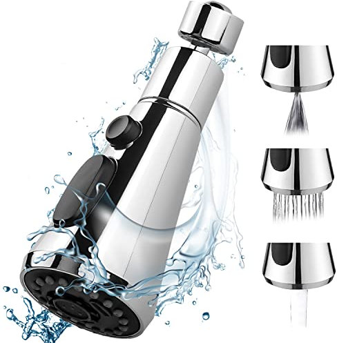 Fyihoxi Doccetta Ricambio Rubinetto Cucina 3 Modalità, Testa a Spruzzo per Rubinetto da Cucina, Soffione Lavandino Cucina, Estensione Rubinettocon Rotazione 360° per Cucina Bagno