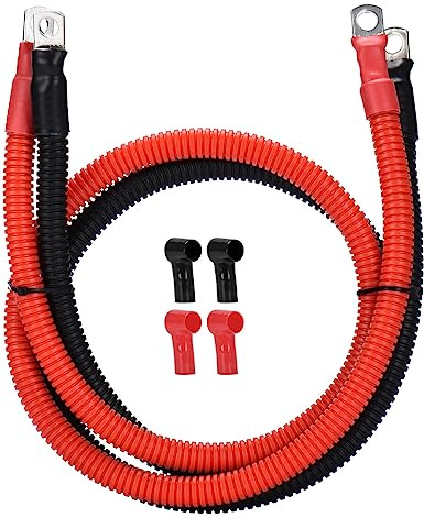 DIHOOL Battery Cable 35 mm2 M8 30 cm 2 AWG Silicone Cable Corrugated Pipe Cable Tube Soft and Flexible Heat Resistant