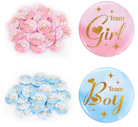 Gender Reveal Button Pins 30PCs - 2 inches Team Boy or Girl Team Boy Team Girl Gender Reveal Pins for Baby Shower Gender Reveal Decorations Ideas Party favors Supplies - 5 cm