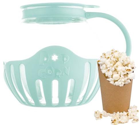Popcorn Maker Machine, Popcorn Popper Bowl With Lid, Microwave Popcorn Popper, 2.25 Quart, Temperature Safe Borosilicate Glass, Dishwasher Safe