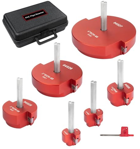 SIIIXS Lot de 6 alésoirs de tuyau en PVC à 2 ailettes, kit de raccord de tuyau en PVC pour perceuses standard de 1,27 cm