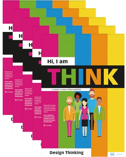 PLAYROOM THINK FLIP - Bloc de papel (5 unidades), diseño DIY Thinking Framework en alemán para equipos, ideal para la innovación y la cooperación