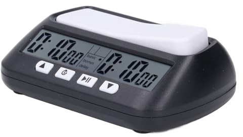 Digitaler Schachtimer, Schachuhr mit Klarem Display, Professionelle Verzögerungsfunktion für Schachspiele (Black)