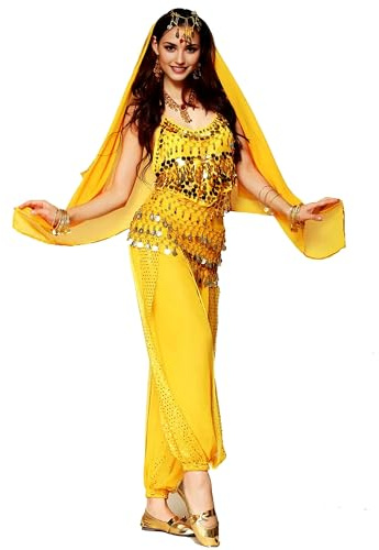 Baisdan Costume da Danza del Ventre Indiana da Donna, Costume da Principessa araba, Carnevale, Halloween, Vestito Professionale
