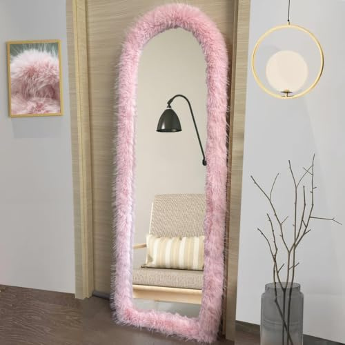 UYRIE Fluffy Mirror Frame Cover for Arched & Full-Length Mirrors (59x16) – Stretchy, Non-Slip Fit, 6 Neutral Colors – Soft & Durable Décor