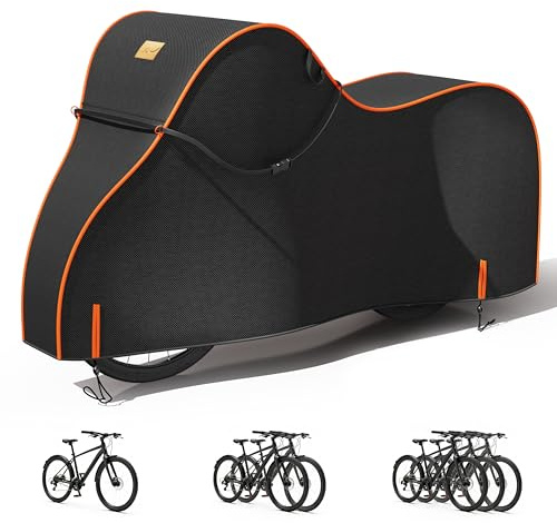 Fahrradabdeckung Wasserdicht Outdoor - 600D Heavy Duty Fahrradabdeckungen für 1/2/3 Fahrräder - UV Regen Staub Schnee Schutz - Passend für Straße, Berg, Cruiser, Ebike & Elektrofahrräder