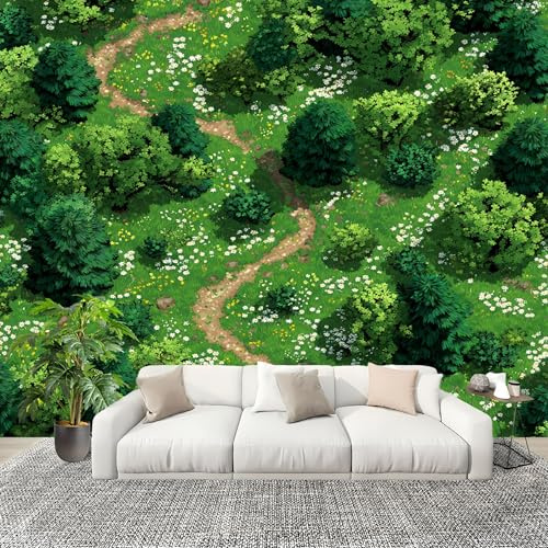 Fotomurale Erba Fresca E Boschi Murale in Tessuto Non Tessuto Poster Gigante 300x210 cm Verde Carta da Parati per Diverse Stanze Carta da Parete, Murale Alla Moda
