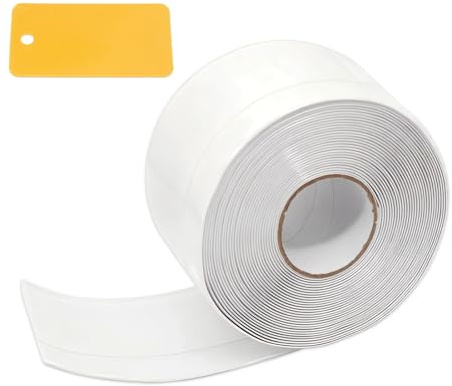 Druuzyl Battiscopa Morbidi 7M Battiscopa Adesivo in PVC 50x20mm Finitura Flessibile Battiscopa Morbido Adesivo per Cucina Bagno Parete Pavimento Decorativo Resistente ai Raggi UV (Bianco)