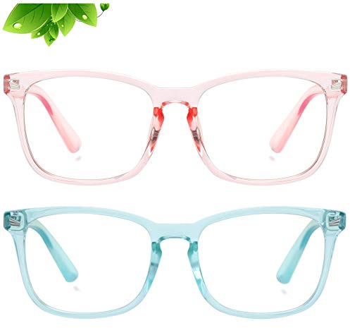KUGUAOK 2 PACK Kids Blue Light Blocking Glasses, Boys Girls Computer Gaming TV Glasses, Lightweight Eyeglasses Frame (Age 4 to 12)