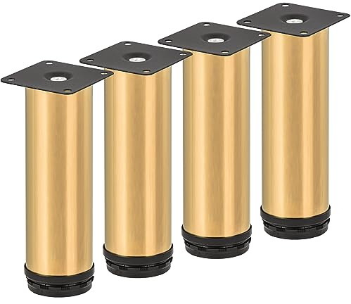 TCHOSUZ 15CM MöBelfüße, 8er Set - Edelstahl Verstellbar Sofafuß for Schrankfüße Füße Tischbeine MöBelfuß Schrankbeine Tisch Schreibtisch - HöHenverstellbar Stühle Beine Schrauben Inklusiv(Gold)