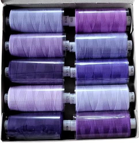 Coats Moon Polyester Sewing Thread 10x1000yds Assorted Lilacs/Purples… Coats Moon Assorted All Purpose Sewing Overlock Quilt Thread Box of 10 reels