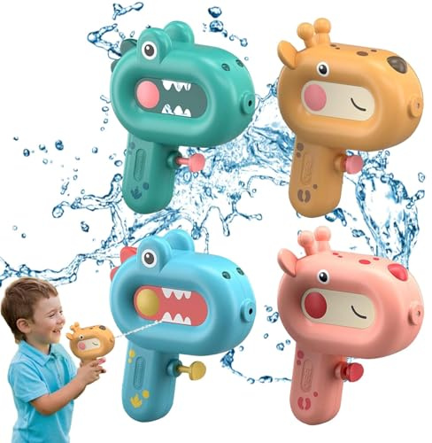 TaimeiMao 4 Stück Tiere Wasserpistole für Kinder,Wasserpistole Klein Set