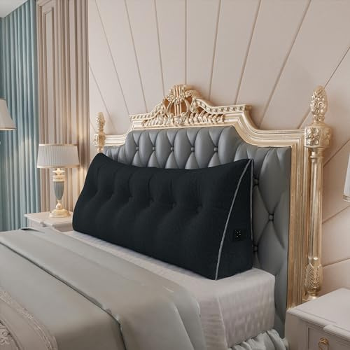 Rucener Großen Rückenkissen Dreieckigen Kissen Sofakissen HohenKopfteil Kopfkissen HohenKopfteil Rückenlehne für Bett Perfekt AlsKissen Zum Fernsehen und Lesen Gibt Es in Vielen Elegant Grau 180CM