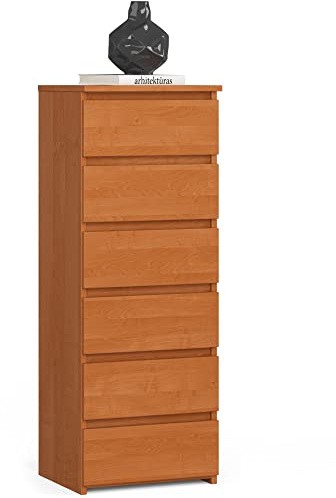 Home Collective Kommode mit 6 Schubladen Kommode Schlafzimmer Flur Wohnzimmer Organizer Kommode mit Schubladen 40 cm breit 109 cm hoch | braun Holz Highboard Sideboard Mehrzweckschrank Schrank schmal
