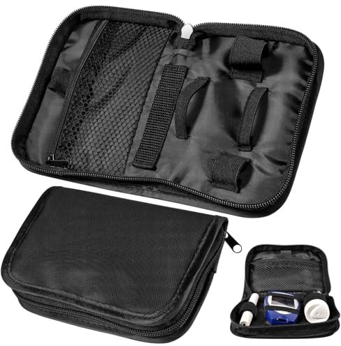 Gogogmee Tragbare Aufbewahrungstasche 2 Stück Oxford Stoff Schwarz Mit Reißverschluss Stoß Und Spritzwasserschutz Für Blutzucker Und Blutsauerstoffmesser Reisetasche Für Diabetes Und Medizin