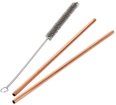 NKlaus 2 cannucce riutilizzabili da 17 cm, in 100% rame puro, cannucce per cocktail, ecologiche ed eleganti 16492