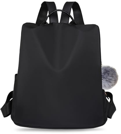 Donna Borse a Zaino, Zaino Antifurto Impermeabile da Donna, Borsa a Zainetto Elegante, Borsa Casual ed Moda, Antifurto Borse Nylon per Viaggio, Scuola, Lavoro, Shopping, Visite e Università (Nero)