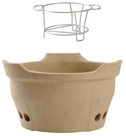 1 Ensemble de réchauds à Charbon de Bois en poterie, Mini réchaud Portable en Argile avec Grille métallique, pour Camping en Plein air (Couleur Unique : 21 cm/8,3 po)