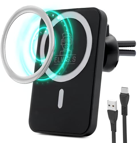 Generico Supporto MagSafe Auto – Porta Cellulare Auto Magnetico con Ricarica Rapida 15W, Rotazione 360° e Fissaggio a Presa d’Aria per iPhone e Custodie Magnetiche