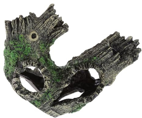 EXAOMBLE Souche d'Aquarium en Résine Arbre Artificiel Décoratif Cachette pour Poissons Tronc d'arbre de Réservoir à l'usure Décoration pour Aquarium
