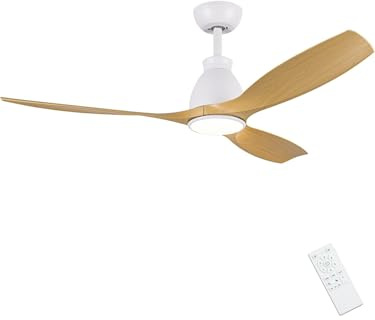 Newday Ventilador de Techo Color de Madera, 132cm Lampara Ventilador con Luz y Mando a Distancia, Dimmer sin Pasos, 7 Modos de Velocidad, 3 Aspas Reversibles para Verano e Invierno, Salon Dormitorio