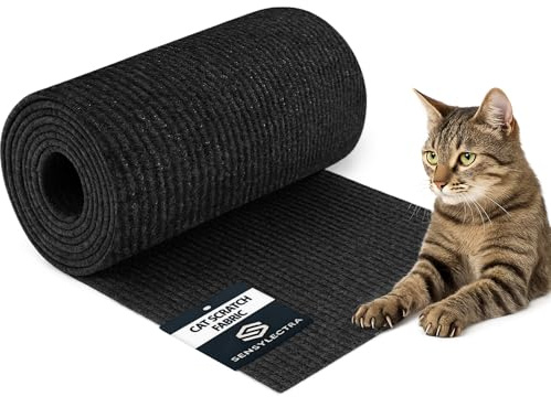 Självhäftande klösmatta för katt, självhäftande klösskyddsmatta, självhäftande klösvägg för gör-det-själv, soffa, vägg, kattleksak (svart, 200 x 40 cm)