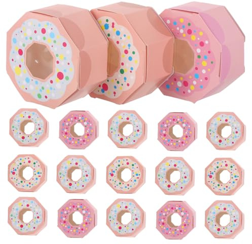 VILLFUL 30 Piezas Cajas para Dulces Fiesta Contenedores para Pasteles y Donuts Caja de Regalo de Papel con Ventana Decoración para Bodas Shower Cumpleaños