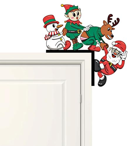 1 Stück Türrahmen Deko,Weihnachtsdeko, Türdeko Weihnachten, Weihnachtsdeko Innen, aus Holz, 20 * 19.6 cm, Für Haustür und Fenster, Amerikanische Weihnachtsdekorationen