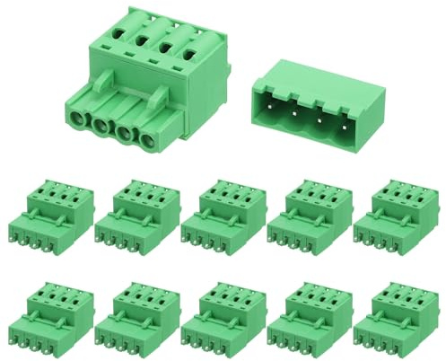QUARKZMAN 15 Satz PCB-Klemmleiste 4-Polig 5.08mm Anschlussklemme Block | Leiterplatten Stecker und Steckdosen Kits, Gerade Nadel, für 28-10AWG Kabel