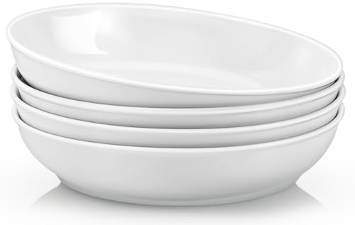 Jeffbaubl 4 Stück Suppenteller, Porzellan Suppenschalen, Weiße, 20 Cm