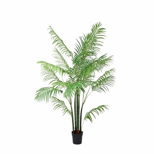 Areca Palm konstgjord växt 190 cm – stor palm av guldfrukt – vårdfri konstpalm för vardagsrum, kontor och receptionsområde
