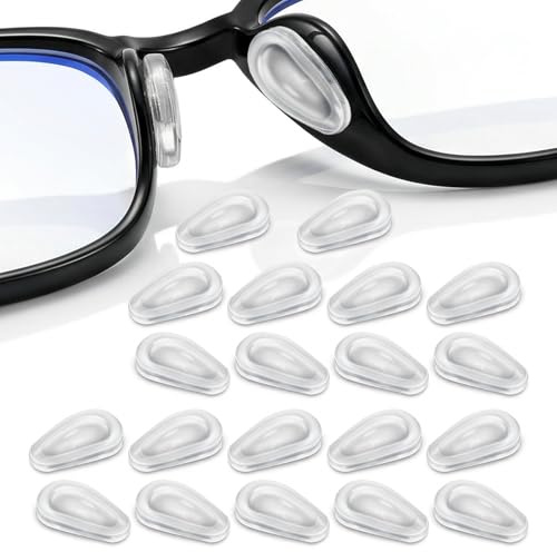 20 Stück Nasenpads Brille Selbstklebend, 3.2mm Silikon Brillen Nasenpad Antirutsch Klebend Pad, Rutschfeste & Spurenlose Auflage, ideal für Langzeitgebrauch Brillen-Zubehör (Tropfenform)