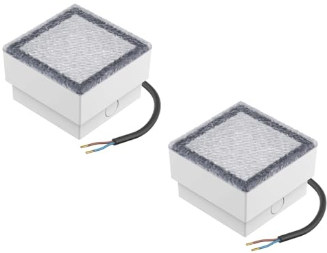 ledscom.de 2x LED Pflasterstein Bodeneinbauleuchte CUS für außen, IP67, eckig, 10 x 10cm, warmweiß