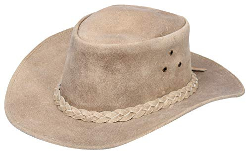 Infinity Leather Unisex Braun Kamel Leder Busch Safari Aussie Cowboyhute Stil Klassische Western Wildleder Outback Hut 2XL