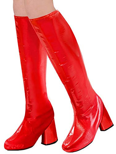 Amakando Elegante Stulpenstiefel für Frauen/Rot/Überschuhe als Disco Gamaschen/Perfekt angezogen zu Fasching & Kostümfest