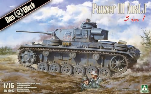 Das Werk DW16002 Panzer III AUSF. J (3in1) - 1:16 Großmodell Bausatz - Deutsche Wehrmacht Afrika Korps & Standard Version - Ungebaut
