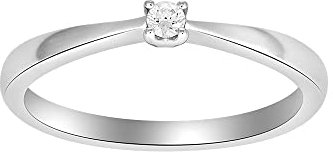 JC Trauringe Damenring Solitär-Ring 585 Weißgold Verlobungsring mit Diamanten Vorsteckring 110 100BR6 (51 (Ø 16,2 mm), 0.05)