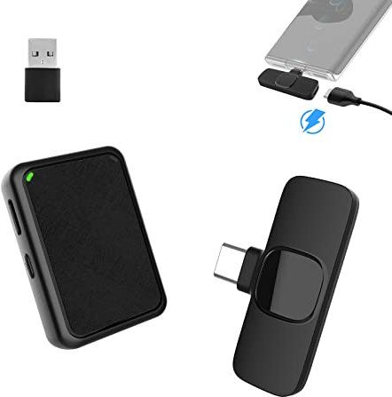 Wireless Microfono Lavalier,Gimpro MB1(C) 2.4GHz【TYPE-C】PLUG&PLAY Microfono da Bavero con Silenziamento a 1 Pressione e 3 Modalità di Denoise per il Vlog,Wireless-Microfono-Lavalier-Smartphone-USB