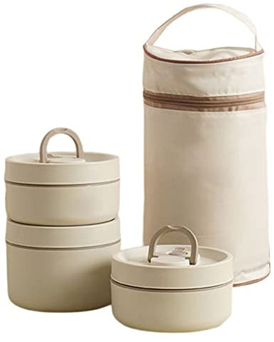 Tragbare isolierte Lunchbox,3-lagige Tragbare Thermo-Lunchbox,Edelstahl Lunchbox Warmes Essen Box,auslaufsicheres Thermo-Lunchbox-Set,auslaufsichere isolierte Bento-Box aus Edelstahl,mit Thermotasche